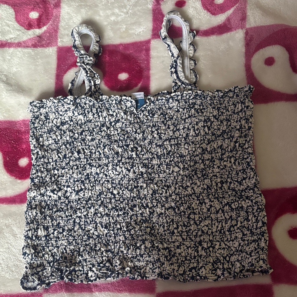 Old Navy Black and White Textured Tank Top